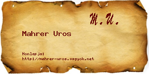 Mahrer Uros névjegykártya